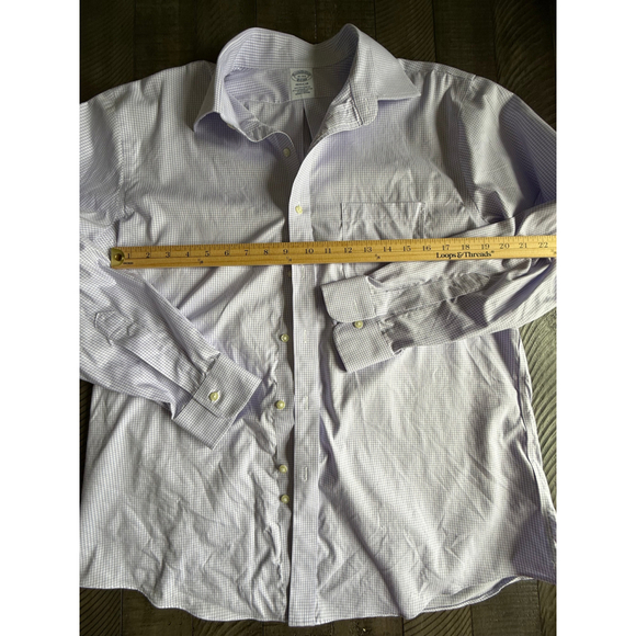 Brooks Brothers Non-Iron Stretch Supima Micro Plaid Cotton Dress Shirt 16-33 - Picture 4 of 4